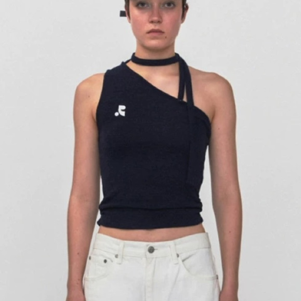 Rest & Recreation Dark Blue One-Shoulder Tank Top One Size